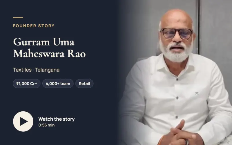 Watch Gurram Uma Maheswara Rao's founder story